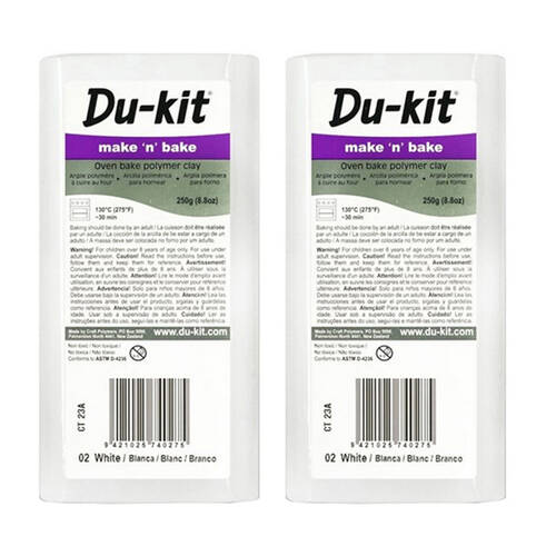2PK Dukit Make-N-Bake Artist Oven Bake Modelling Clay Compound 250g White