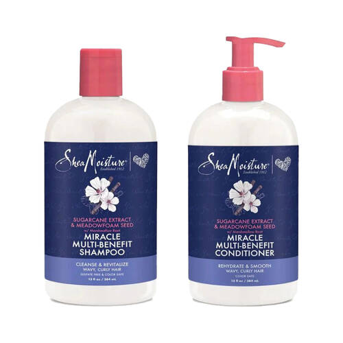 2pc Shea Moisture Sugarcane Extract & Meadowfoam Shampoo & Conditioner 384ml