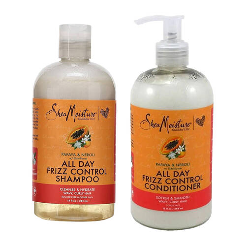 2pc Shea Moisture Papaya & Neroli Frizz Control Shampoo & Conditioner Set 384ml