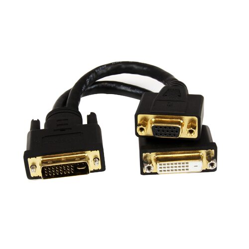 Star Tech 8in Wyse DVI Splitter Cable - DVI-I to DVI-D and VGA - M/F