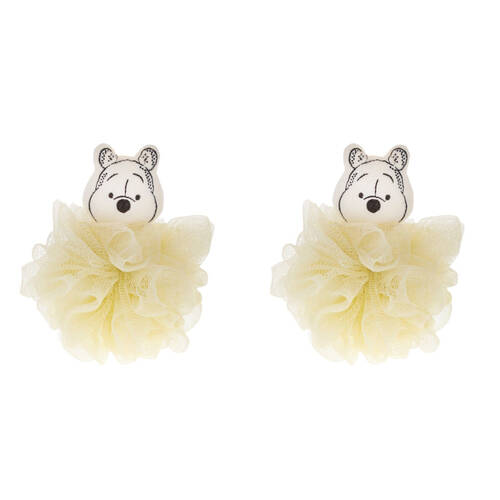 2PK Disney Winnie the Pooh Body Exfoliator Shower Loofah Puff Yellow