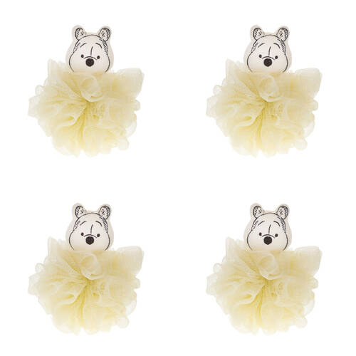 4PK Disney Winnie the Pooh Body Exfoliator Shower Loofah Puff Yellow