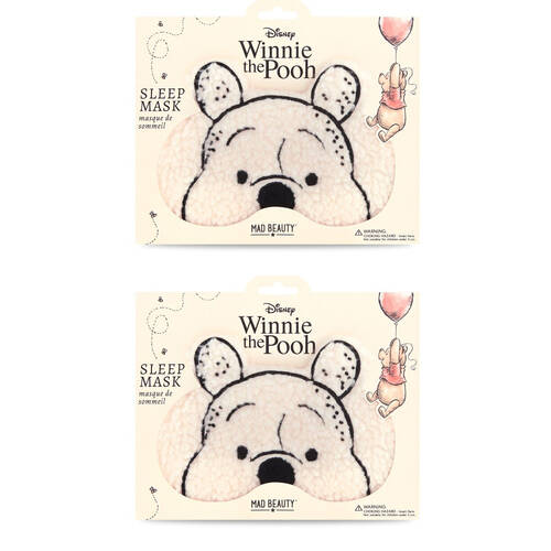 2PK Disney Winnie The Pooh Elasticated Fluffy Bedtime Sleep Face Mask Yellow