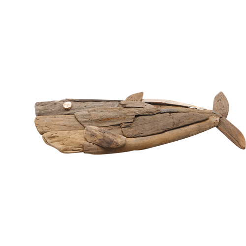 Darlin Driftwood 38x14cm Whale Wall Art Hanging Home Decor Brown