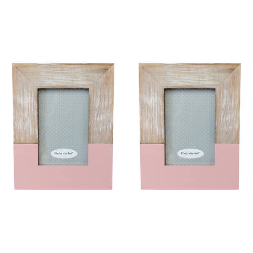 2PK LVD MDF/Glass 4x6 Picture/Photo Frame Home Decor Modern Dusty Rose