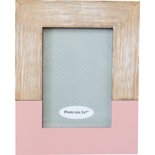 LVD Pine MDF Modern 5x7" Glass Photo Frame Display Decor - Dusty Rose