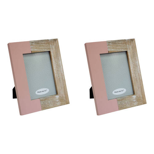 2PK LVD MDF/Glass 5x7 Picture/Photo Frame Home Decor Modern Dusty Rose Side