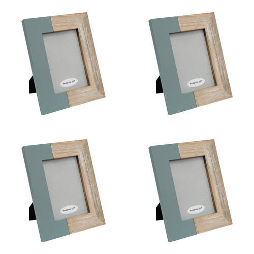 4PK LVD Pinewood Modern Glass Photo/Picture Frame 5x7 20.5x2x26cm Denim Side