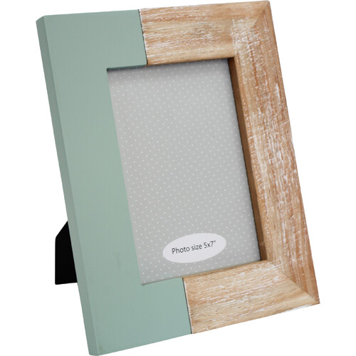 LVD Pine Wood MDF Glass Modern Side 5x7" Photo Frame - Sage