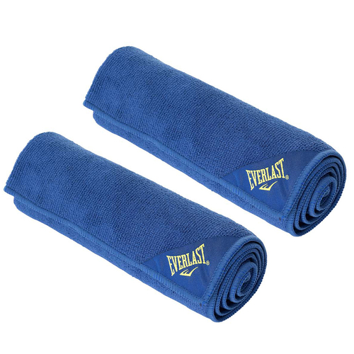 2x Everlast Microfibre Gym Towel Workout Weight Lifting/Exercise Blue
