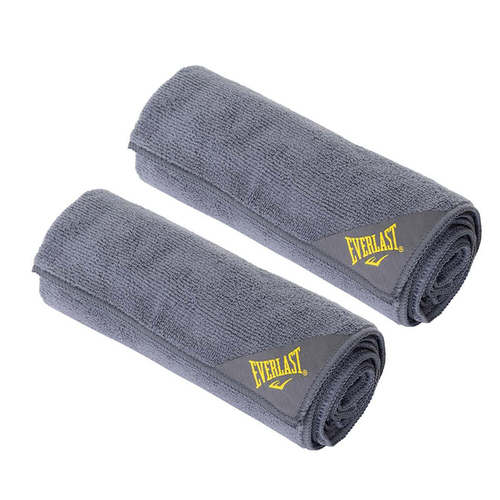 2x Everlast Microfibre Gym Towel Workout Weight Lifting/Exercise Grey