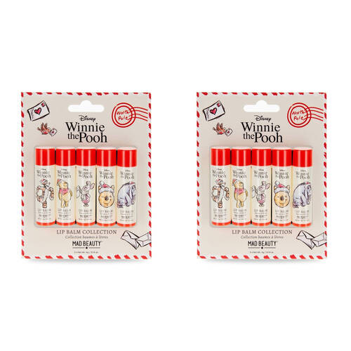 2x 5pc Disney Winnie The Pooh Festive Scented Lip Balm Collection 20g