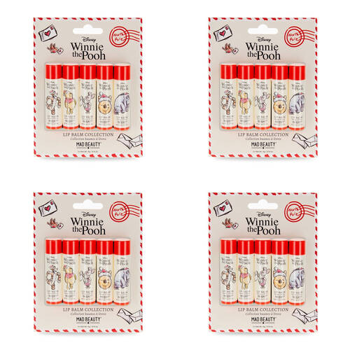 4x 5pc Disney Winnie The Pooh Festive Scented Lip Balm Collection 20g