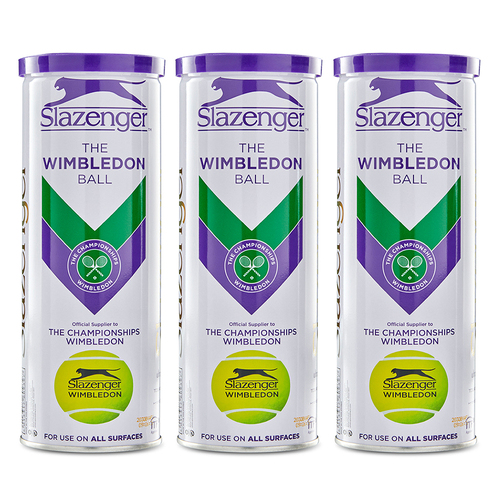 3x 3pc Slazenger Wimbledon The Championships Tennis Balls Tin Tube
