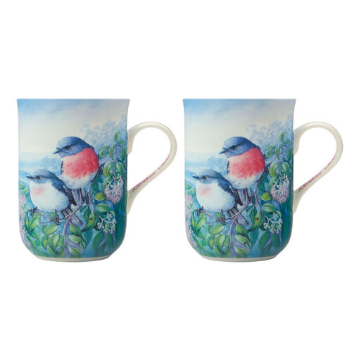 2PK Maxwell & Williams Birds Of Australia 300ml Bone China Mug - Rose Robin