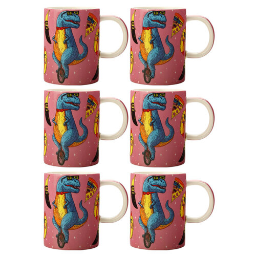 6PK Maxwell & Williams Mulga The Artist 450ml Porcelain Mug - T-Rex