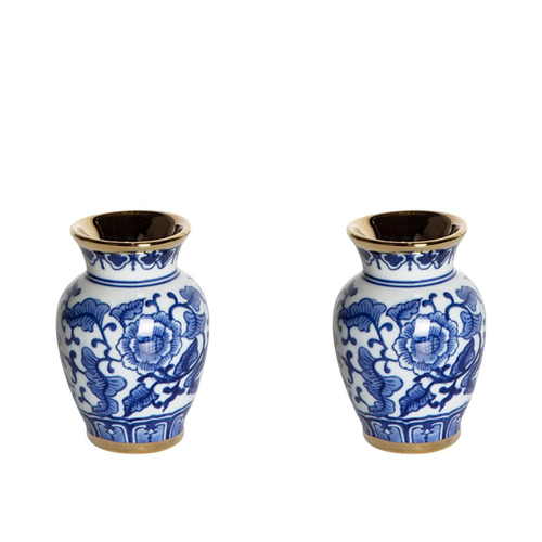 2PK Belle Jardin Mini Bud Flower Vase Small Round 11.5cm - Blue