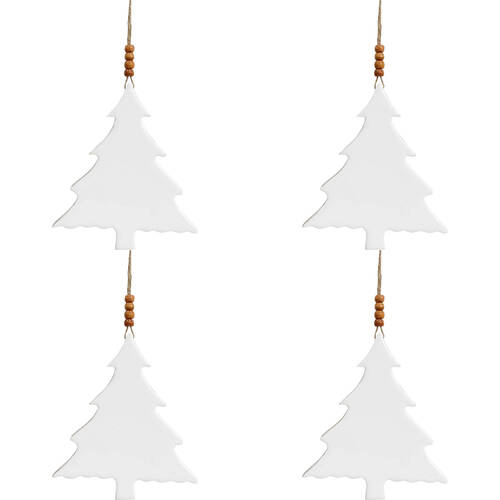 4PK LVD Hanging Tree Wooden Ornament Home Decor White Large