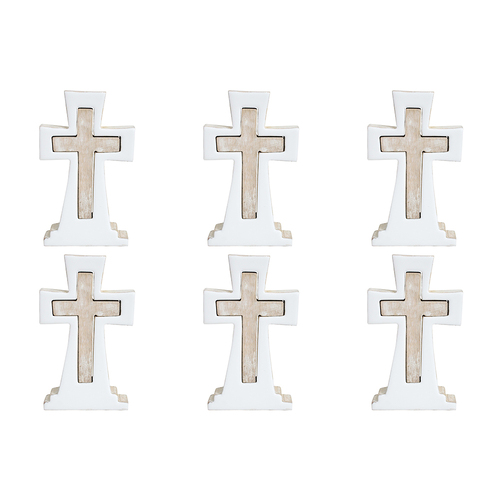 6PK LVD Wooden Ornament Holy Cross Seasonal Decorative Home Decor