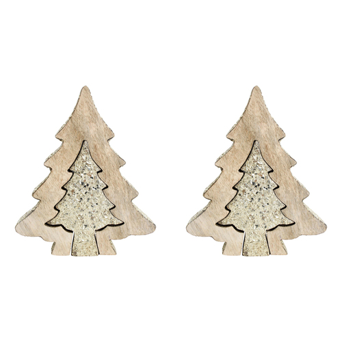 2PK LVD 16x20cm Mango Wood Dual Champagne Tree Medium - Brown