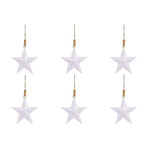 6PK LVD Metal Star Enamel White Decorative Sculpture Home/Lounge Decor