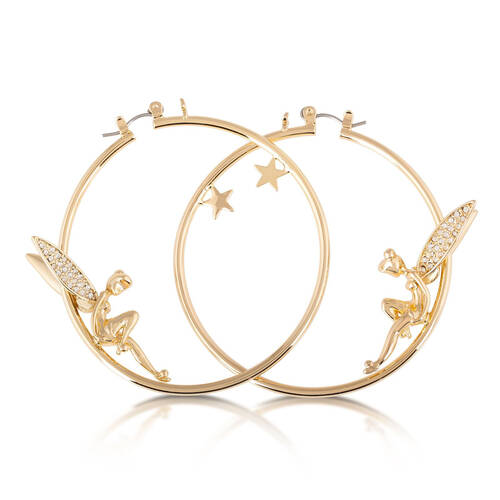 Couture Kingdom Disney Peter Pan Tinker Bell Hoops Earrings 5cm Gold