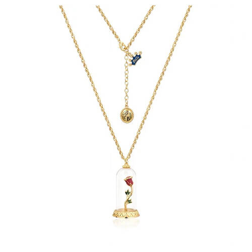 Couture Kingdom Disney Beauty & The Beast Enchanted Rose Necklace - Gold