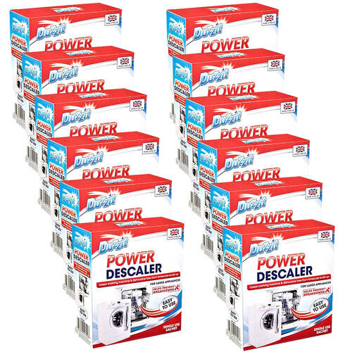12PK Duzzit Power Descaler Powder Dishwasher Descaler Limescale Remover 80g