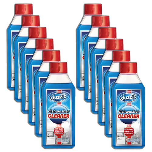 12PK Duzzit Dishwasher Cleaner Liquid Grease/Limescale Remover 250ml - Blue