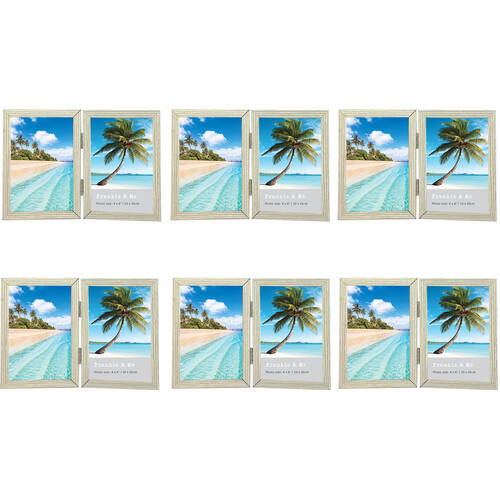 6PK Frankie & Me Hinged 4x6'' Double Picture Frame Home/Office Photo Decor Oak