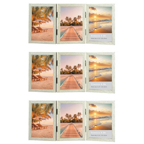 3PK Frankie & Me Hinged 4x6'' Triple Picture Frame Home/Office Photo Decor Oak