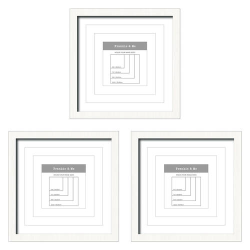 3PK Frankie & Me Window Wooden Multi-Mat Square Photo Frame Home Decor 32.5cm Black