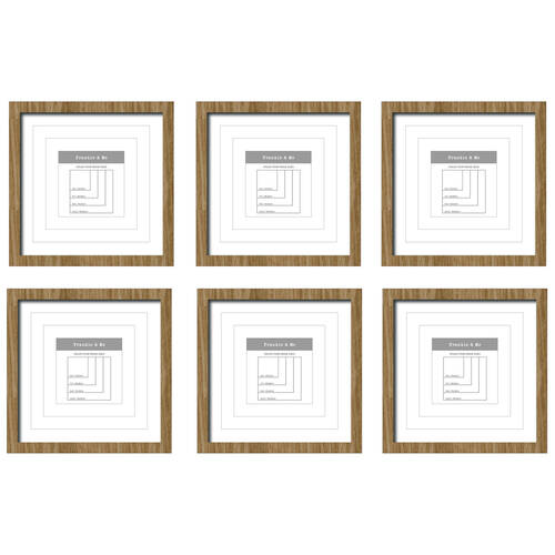 6PK Frankie & Me Window Wooden Multi-Mat Square Photo Frame Home Decor 32.5cm Oak