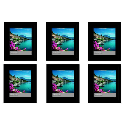 6PK Frankie & Me Wooden Split Level 8x10'' Picture Frame Home/Office Decor Black
