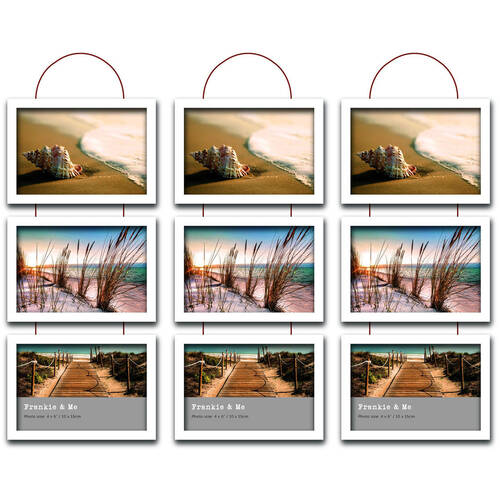 3PK Frankie & Me Wooden Triple Hanging 4x6'' Picture Frame Home/Office Decor White