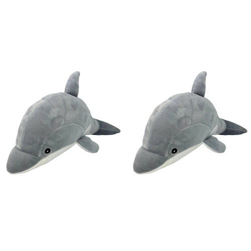 2PK Momoko Dolphin Animal Stuffed Doll Kids/Children Soft Plush Toy 35x10x15cm Grey