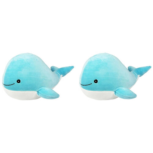 2PK Momoko Whale Animal Stuffed Doll Kids/Children Soft Plush Toy 33x15x17cm Blue