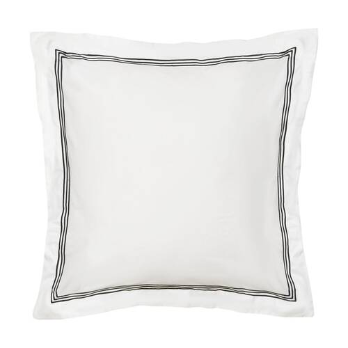 Grosvenor House 500TC Hotel Embroidered European Pillowcase White With Black