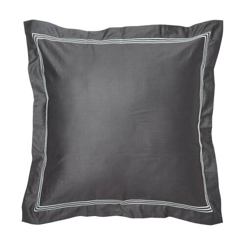 Grosvenor House 500TC Hotel Embroidered European Pillowcase Charcoal With White