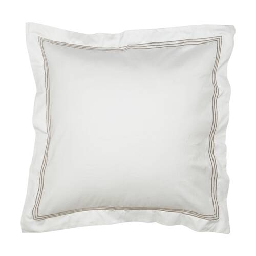 Grosvenor House 500TC Hotel Embroidered European Pillowcase White With Taupe