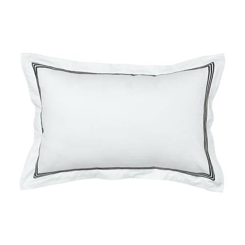 Grosvenor House 500TC Hotel Embroidered Tailored Pillowcase White With Black