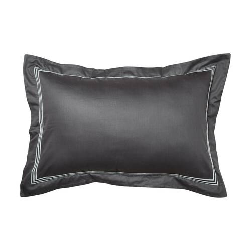 Grosvenor House 500TC Hotel Embroidered Tailored Pillowcase Charcoal With White
