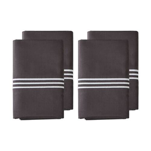 2x 2pc Grosvenor House Hotel Embroidered Standard Pillowcase Charcoal & White