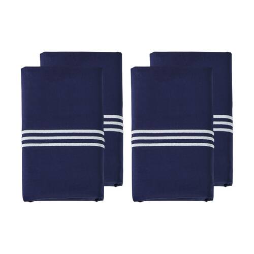 2x 2pc Grosvenor House 500TC Hotel Embroidered Standard Pillowcases Navy & White