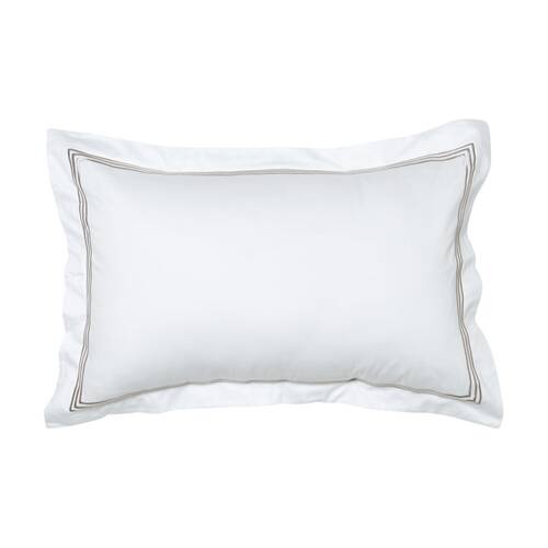 Grosvenor House 500TC Hotel Embroidered Tailored Pillowcase White With Taupe