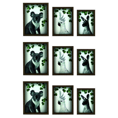3x 3pc Frankie & Me Wooden Nested Picture Frame Home/Office Decor Medium Brown