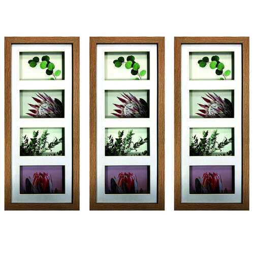 3PK Frankie & Me Shadow 8x20'' Picture Frame Photo Holder Home/Office Decor Oak