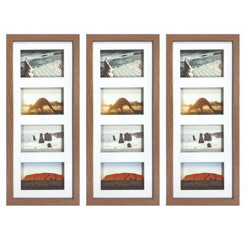 3PK Frankie & Me Shadow 8x20'' Picture Frame Photo Holder Home/Office Decor Dark Oak