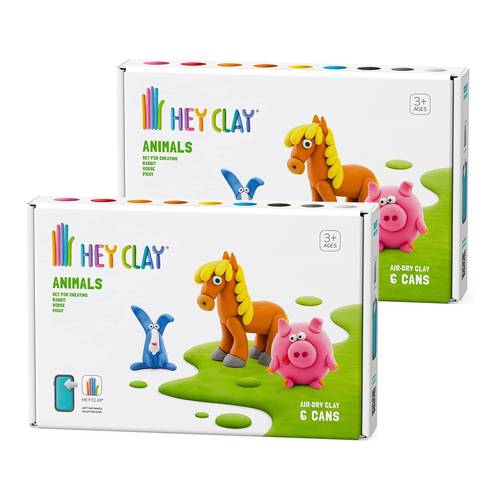 2PK Hey Clay Animals Medium Set 6 Cans Kids/Childrens Creative Set 6-36m