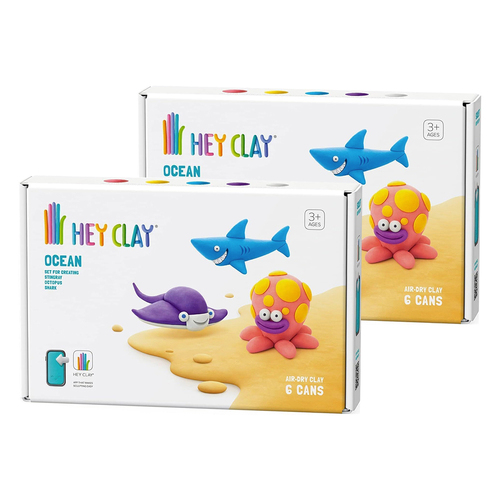 2x 6pc Hey Clay Ocean Medium Kids/Childrens Creative Set 6-36m